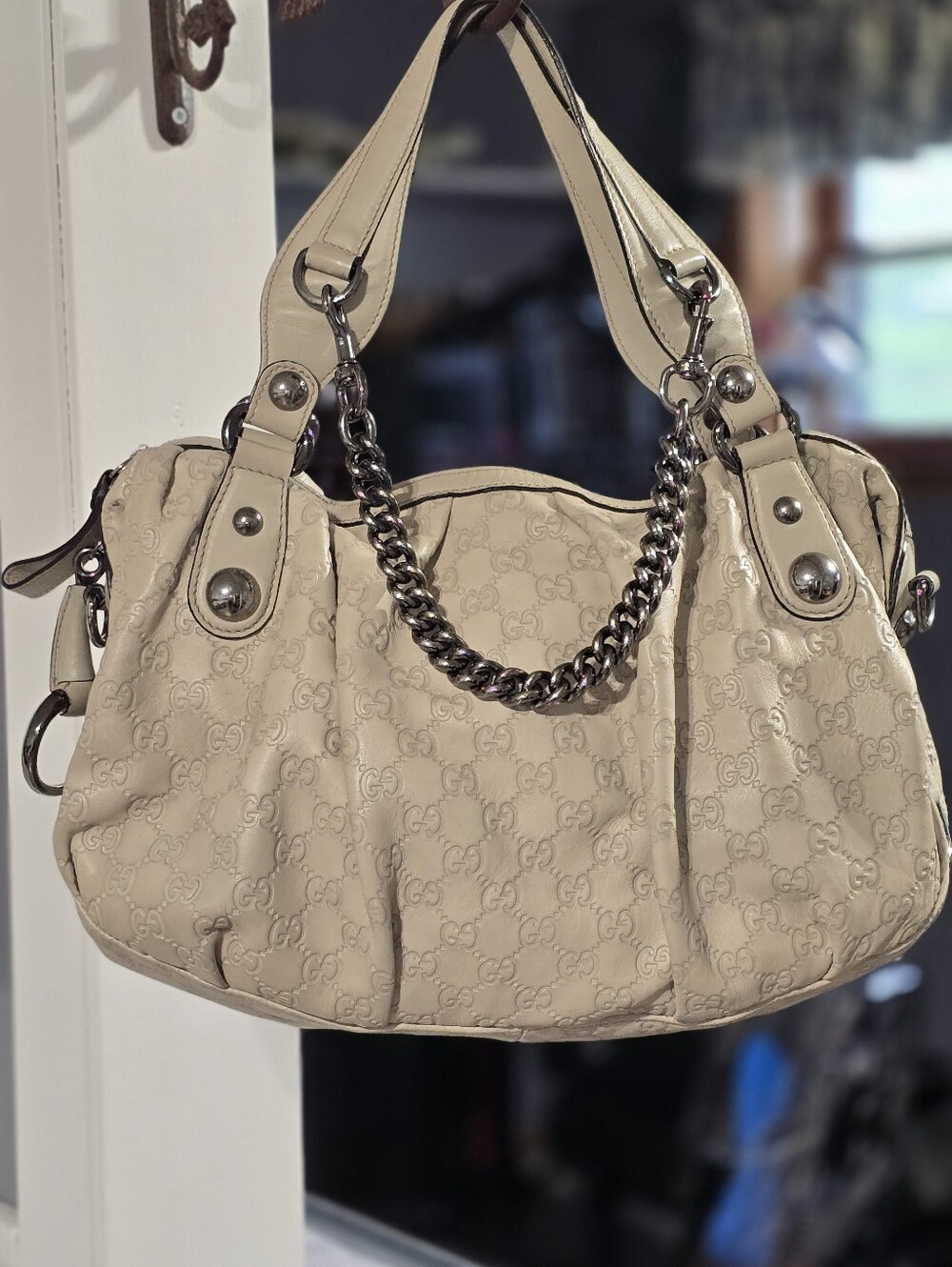 Gucci Icon Bit Guccissima Leather Boston Bag With Chain